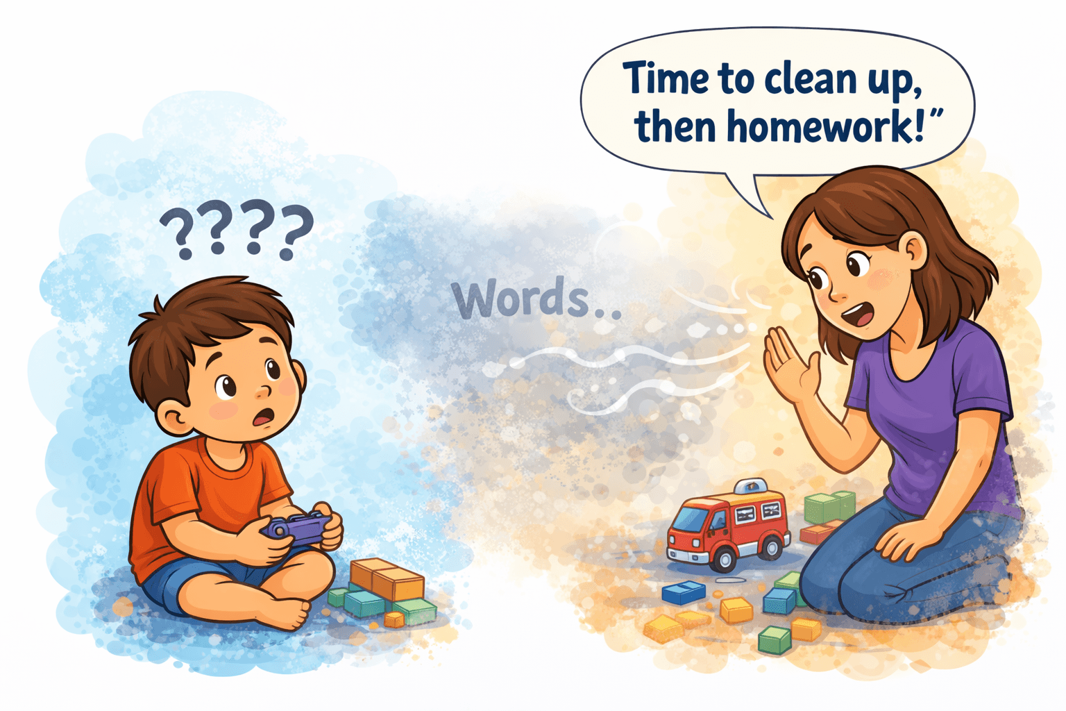 A parent talking while the child tunes out